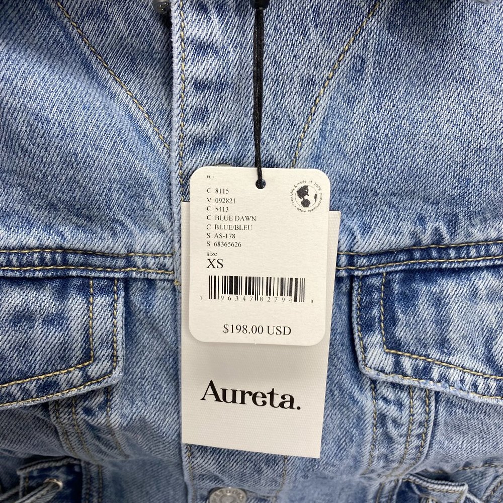 Lana Denim Jacket by Aureta @ Free People XS Color Blue Fawn NWT - Picture 11 of 12